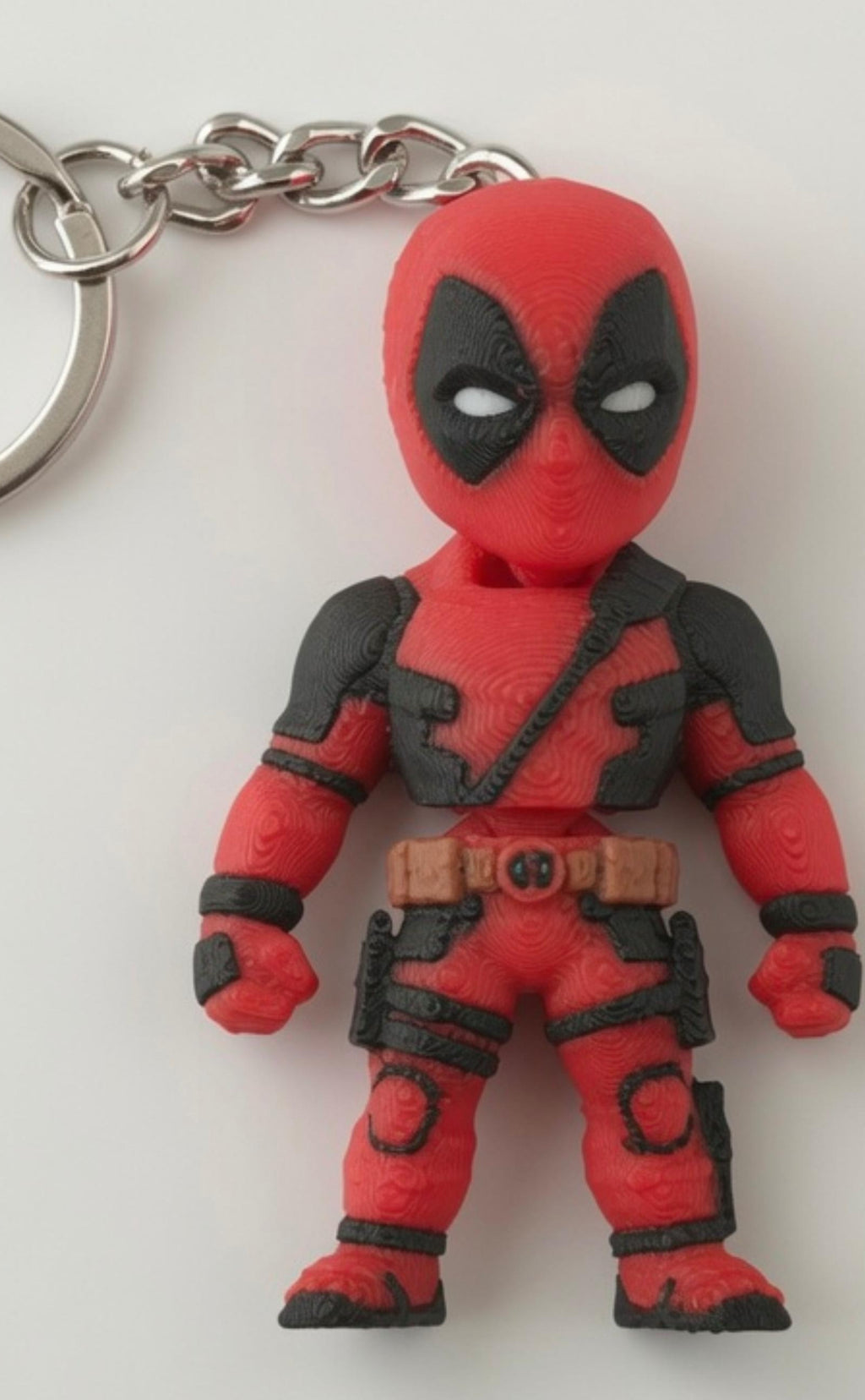 3D Printed Deadpool Keychain – Marvel Antihero Red & Black Keyring Gift