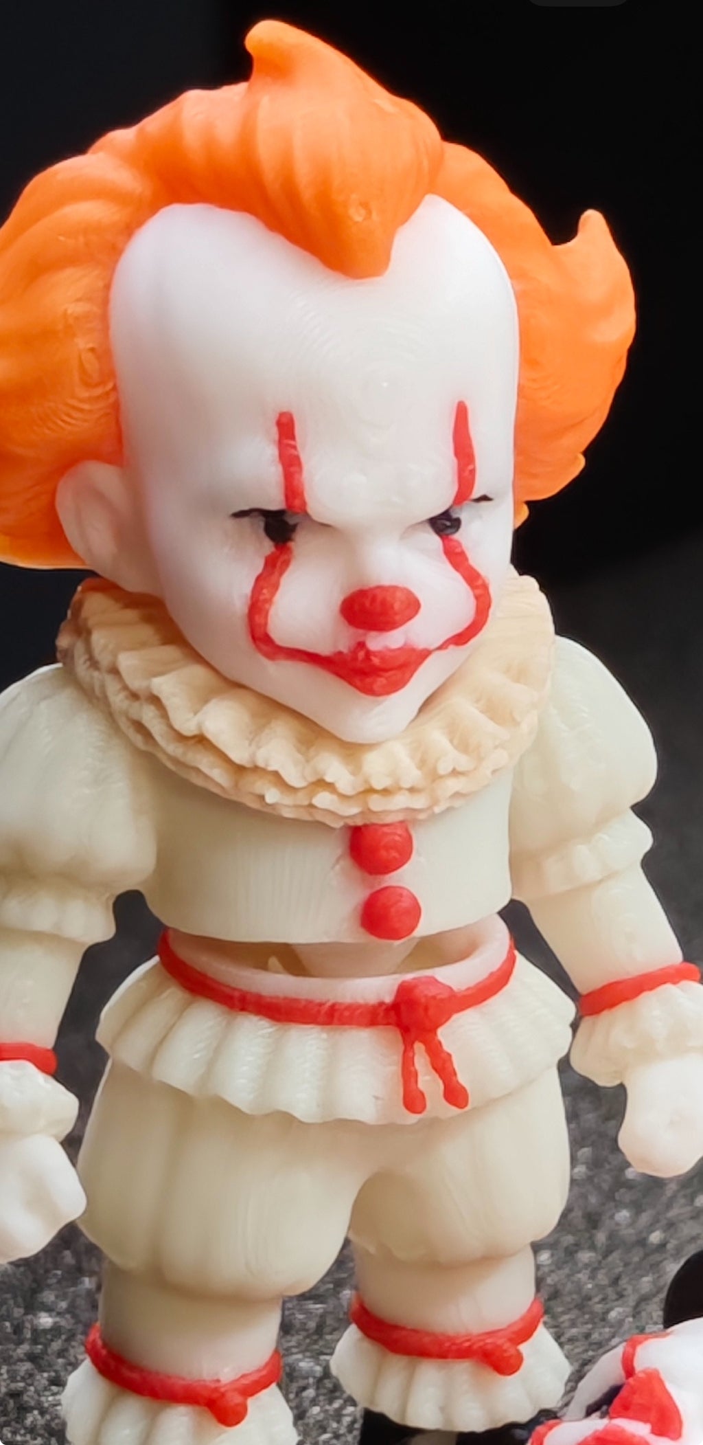 Pennywise 3D-Printed Keychain, Halloween Gift · 2.4″ PLA Figure with Stainless Steel Ring