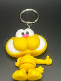 Garfield-inspired yellow cartoon cat keychain