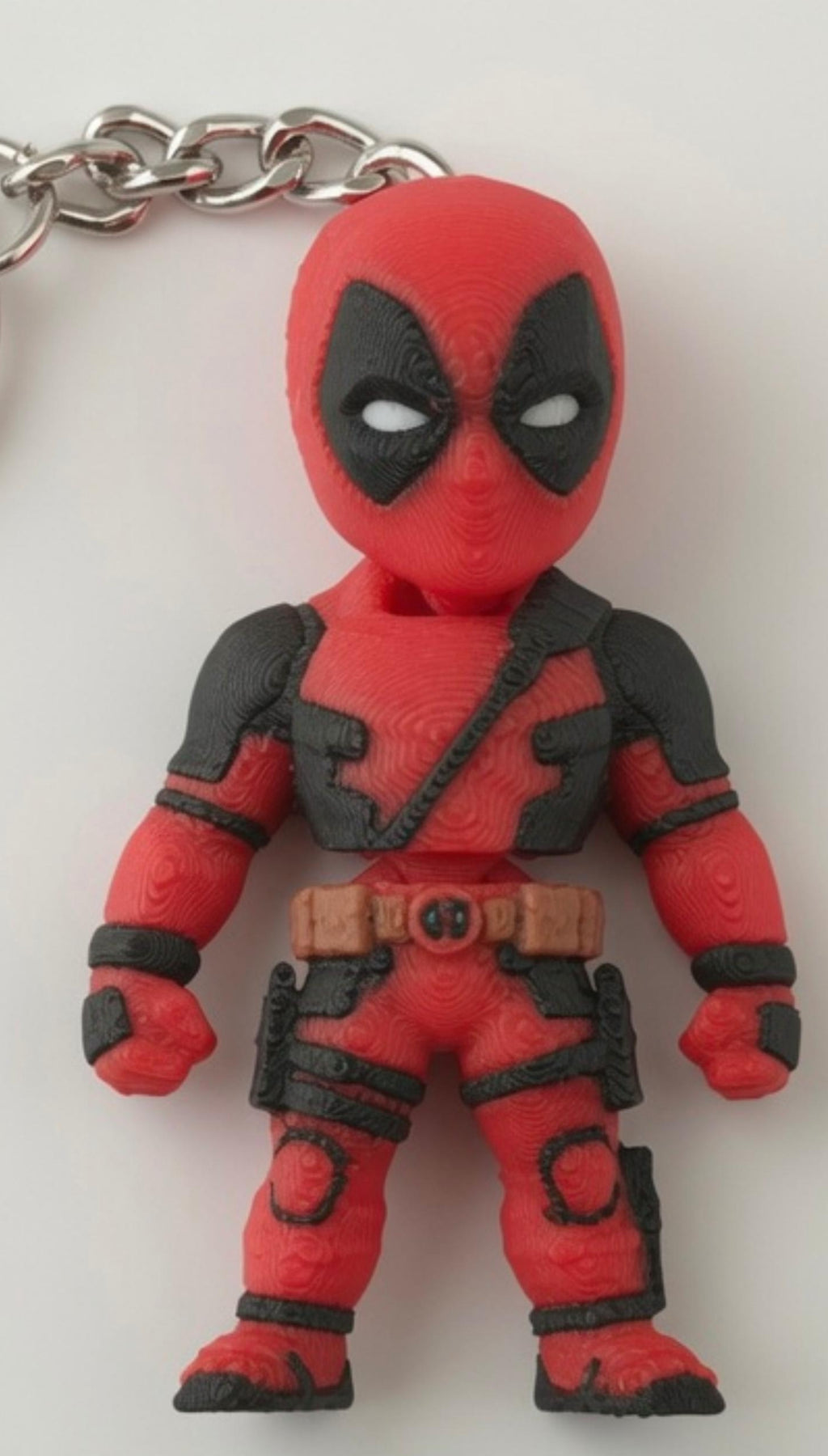 3D Printed Deadpool Keychain – Marvel Antihero Red & Black Keyring Gift