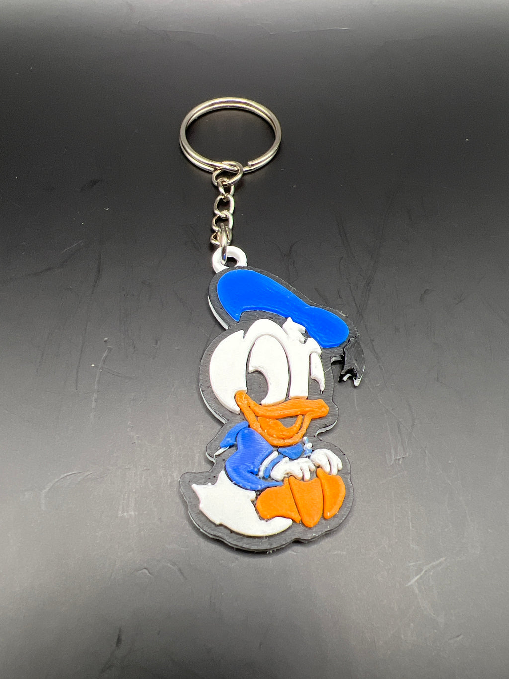 3D-Printed Donald Duck Halloween Pumpkin Keychain – Full-Color, Ready to Clip On