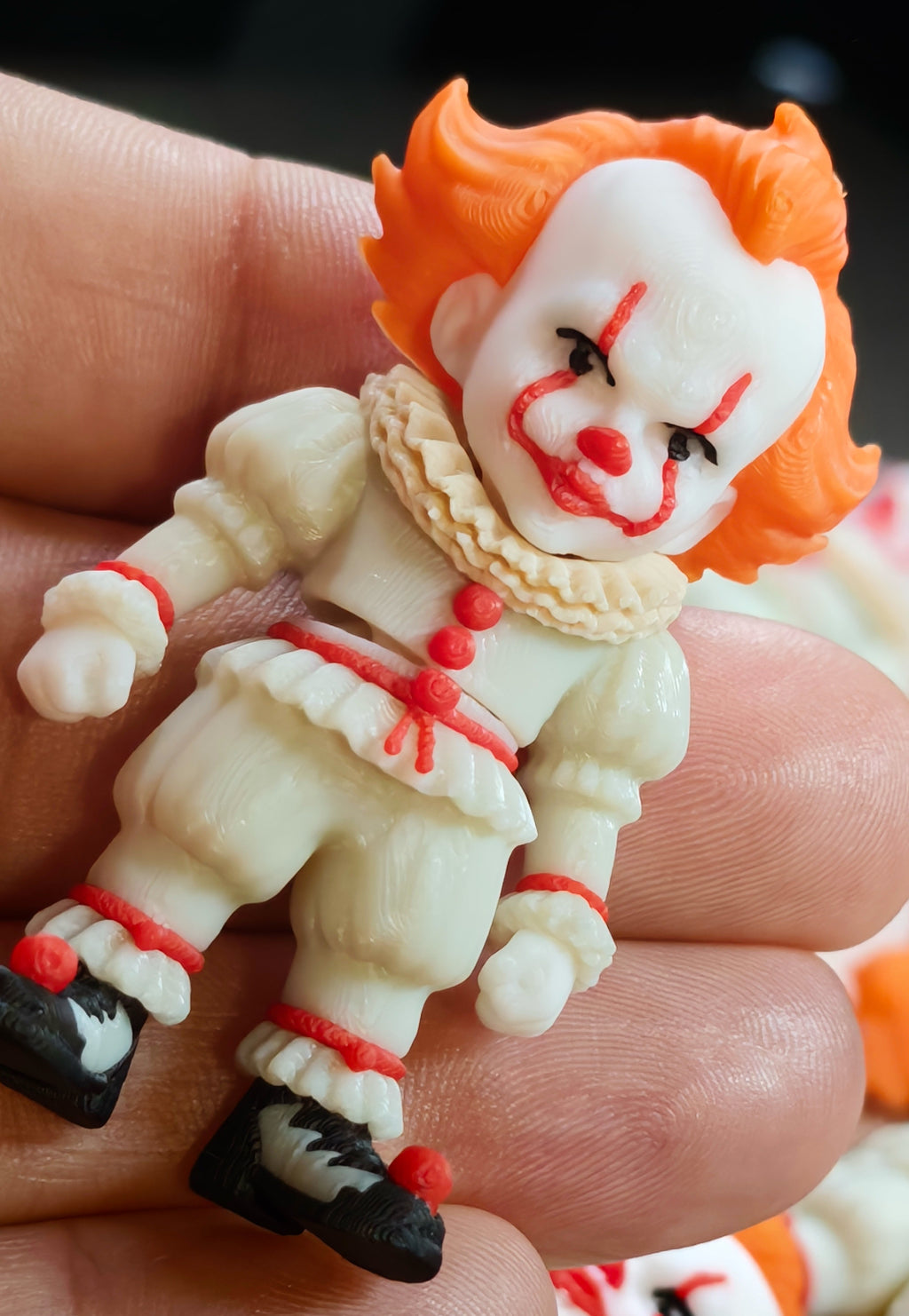 Pennywise 3D-Printed Keychain, Halloween Gift · 2.4″ PLA Figure with Stainless Steel Ring