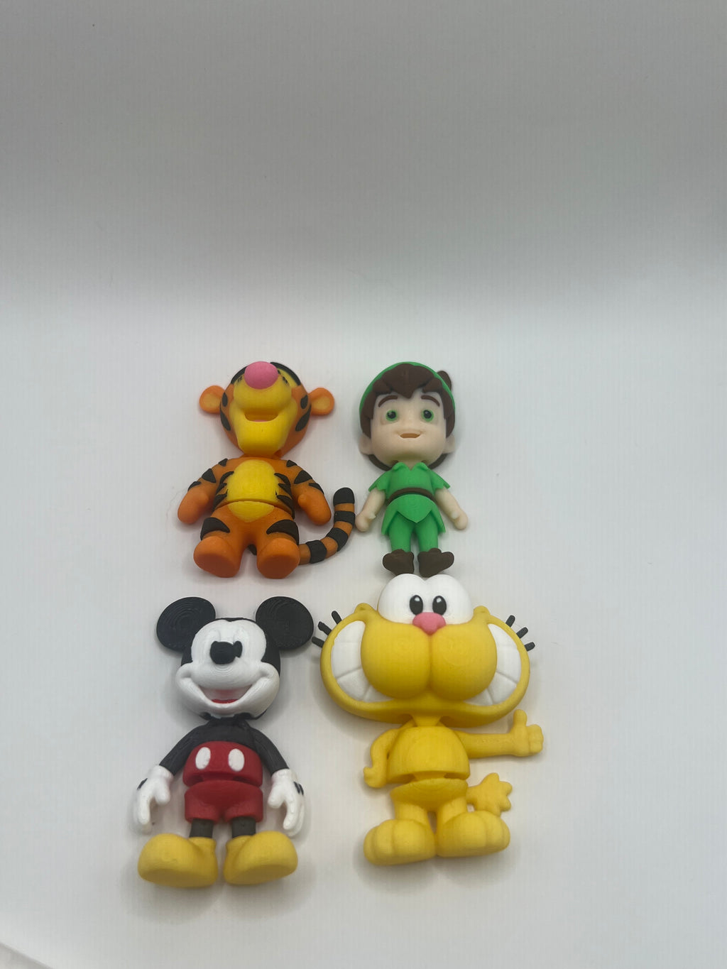 4-Pack 3D Printed Cartoon Keychain Set | Mickey, Tigger, Garfield & Elf | PLA Backpack Charms
